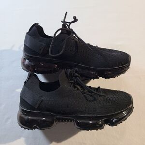 Link Kids Black Mesh Sneakers Size 2 Lace Up Athletic Running Shoes